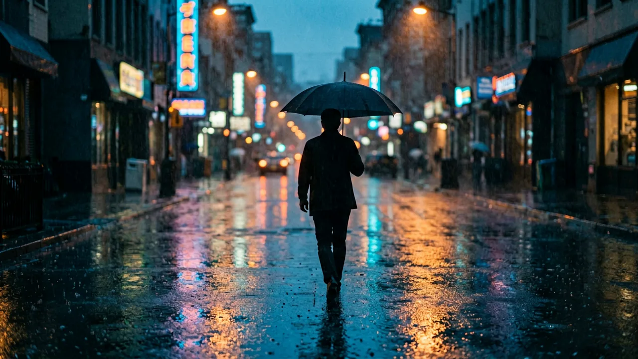 雨夜都市街道氛围封面，对应最新剧情片